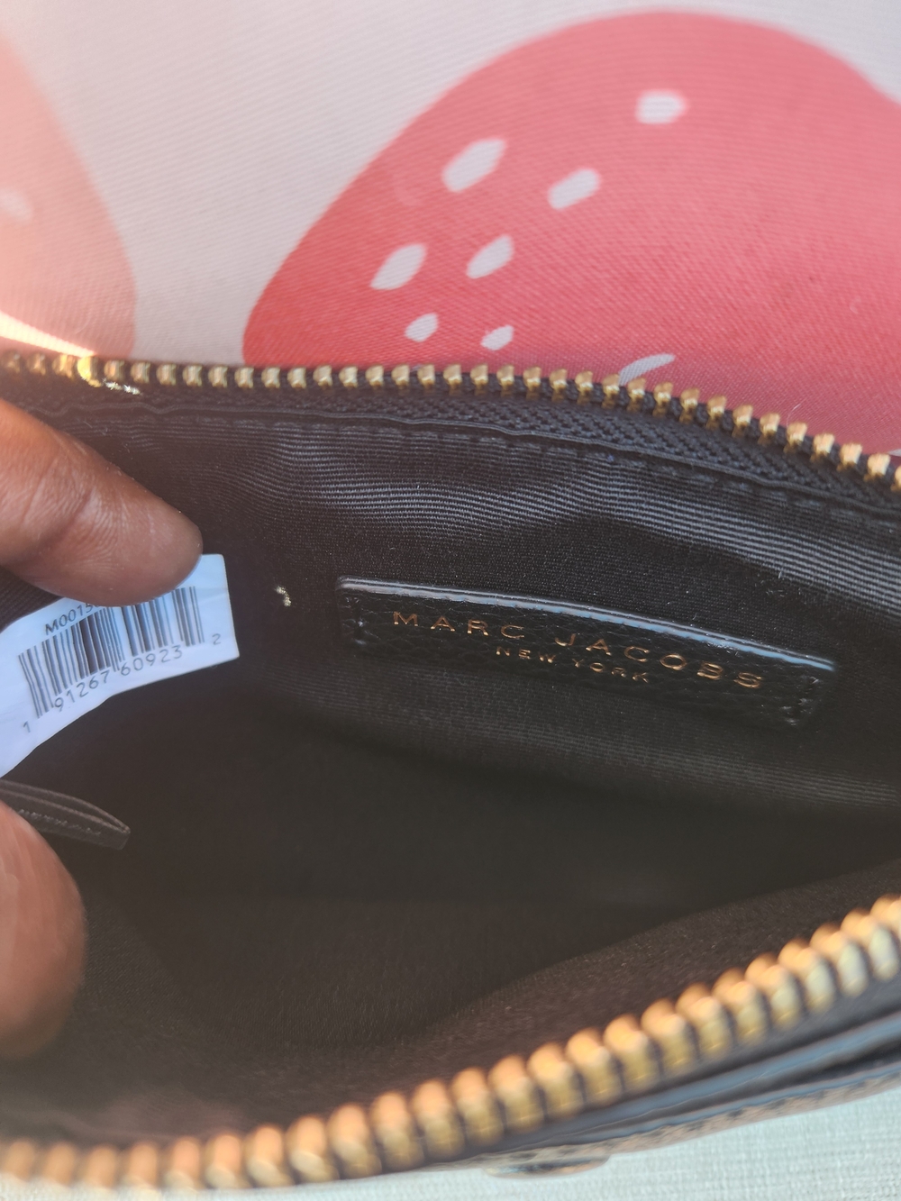 Marc Jacobs Black Soft Pebbled Leather Zip Wristlet w Owl Charm Keyring Like New - Picture 4 of 8